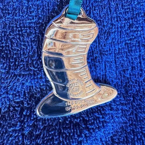 NEW Vintage Cat In The Hat Christmas Tree Ornament Dr Seuss Silver Plated Set - Picture 9 of 11